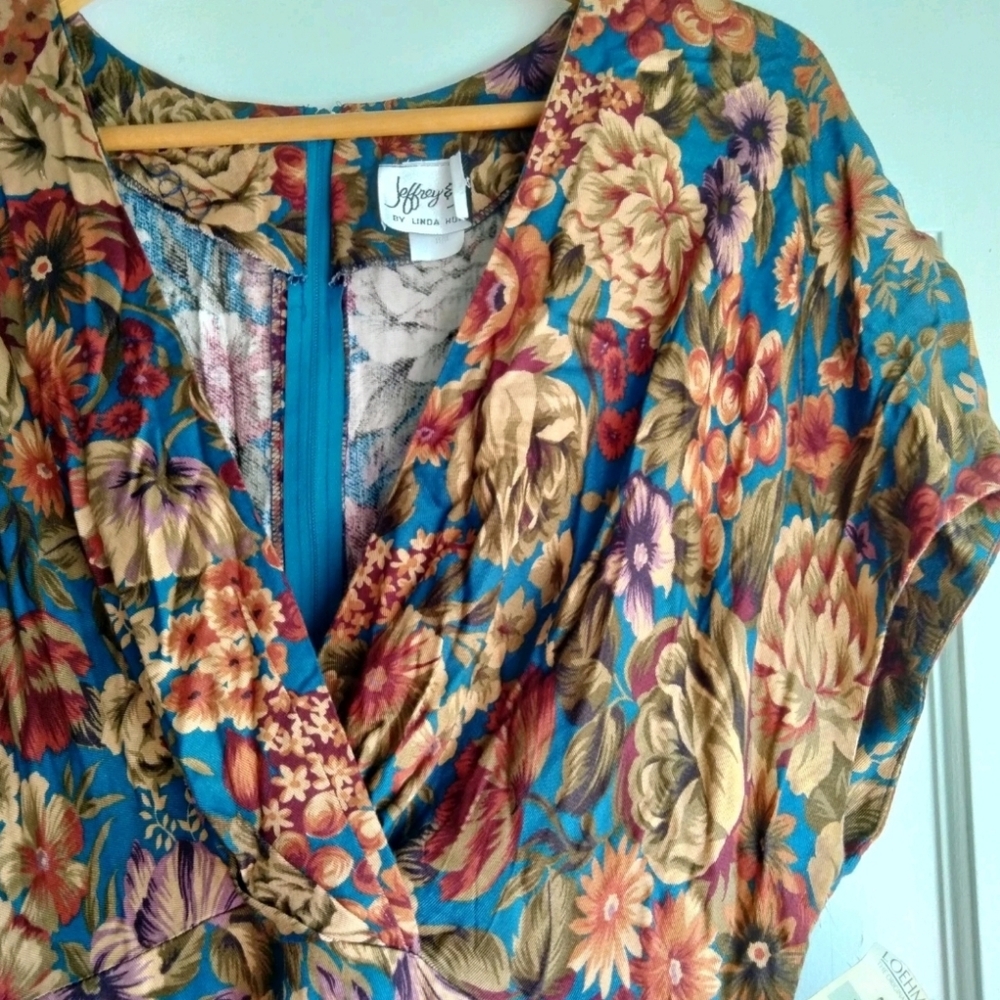 VTG Jeffrey & Dara By Linda Hutley NWT Floral Dress Size 15/16 Retro Deadstock - Picture 5 of 16